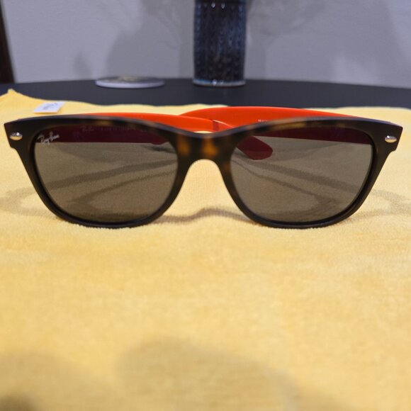 Ray Ban New Wayfarer Sunglasses - RB 2132 6180/R5 - Orange/Blue/Tortoise Shell - Picture 9 of 13